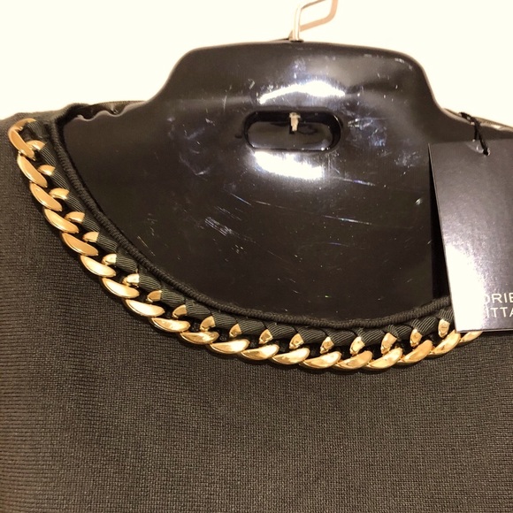 Adrienne Vittadini Gold Chain Neckline Pullover S - Picture 2 of 7